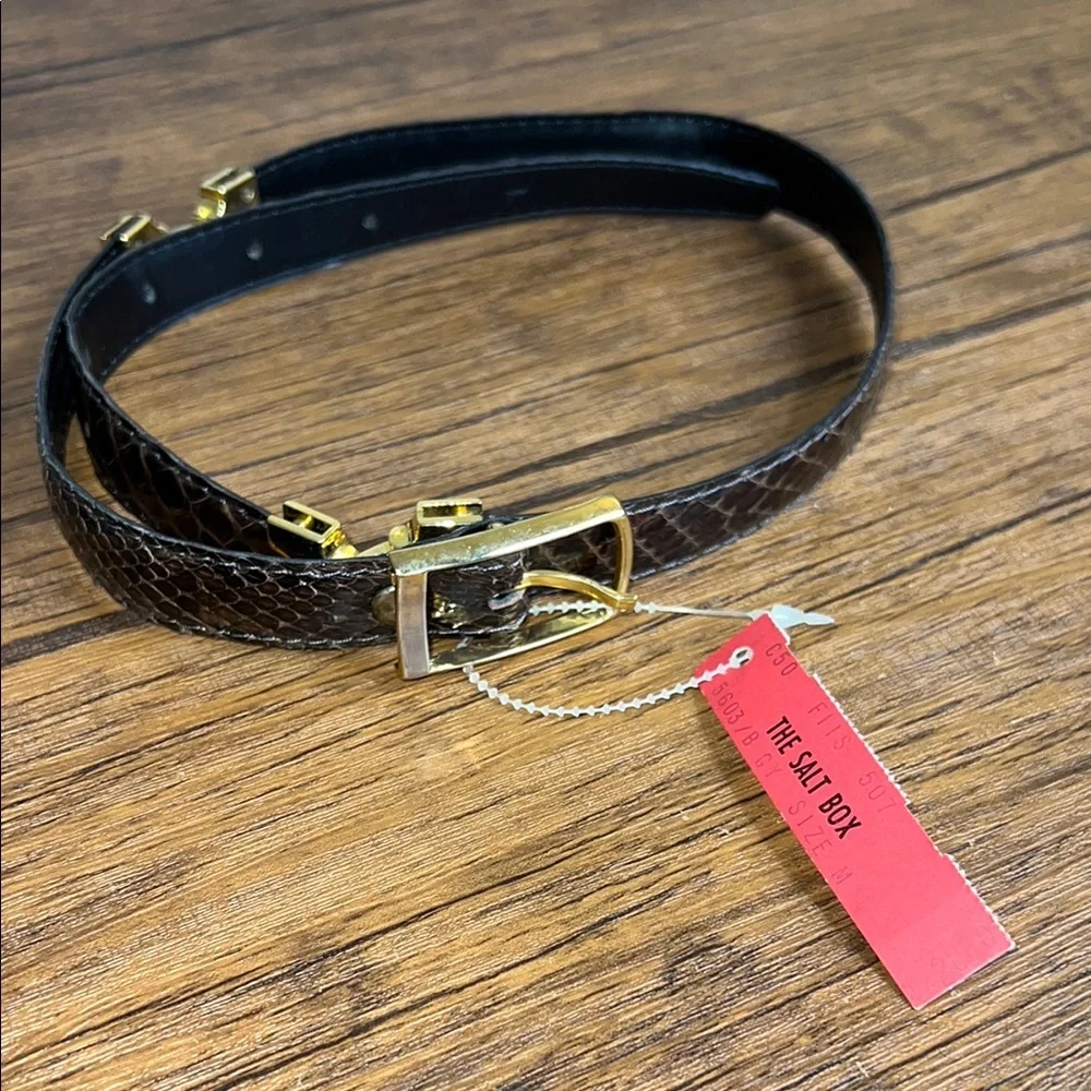 Vintage NWT Elegant Brown & Gold Snakeskin Women's Belt-‎ M